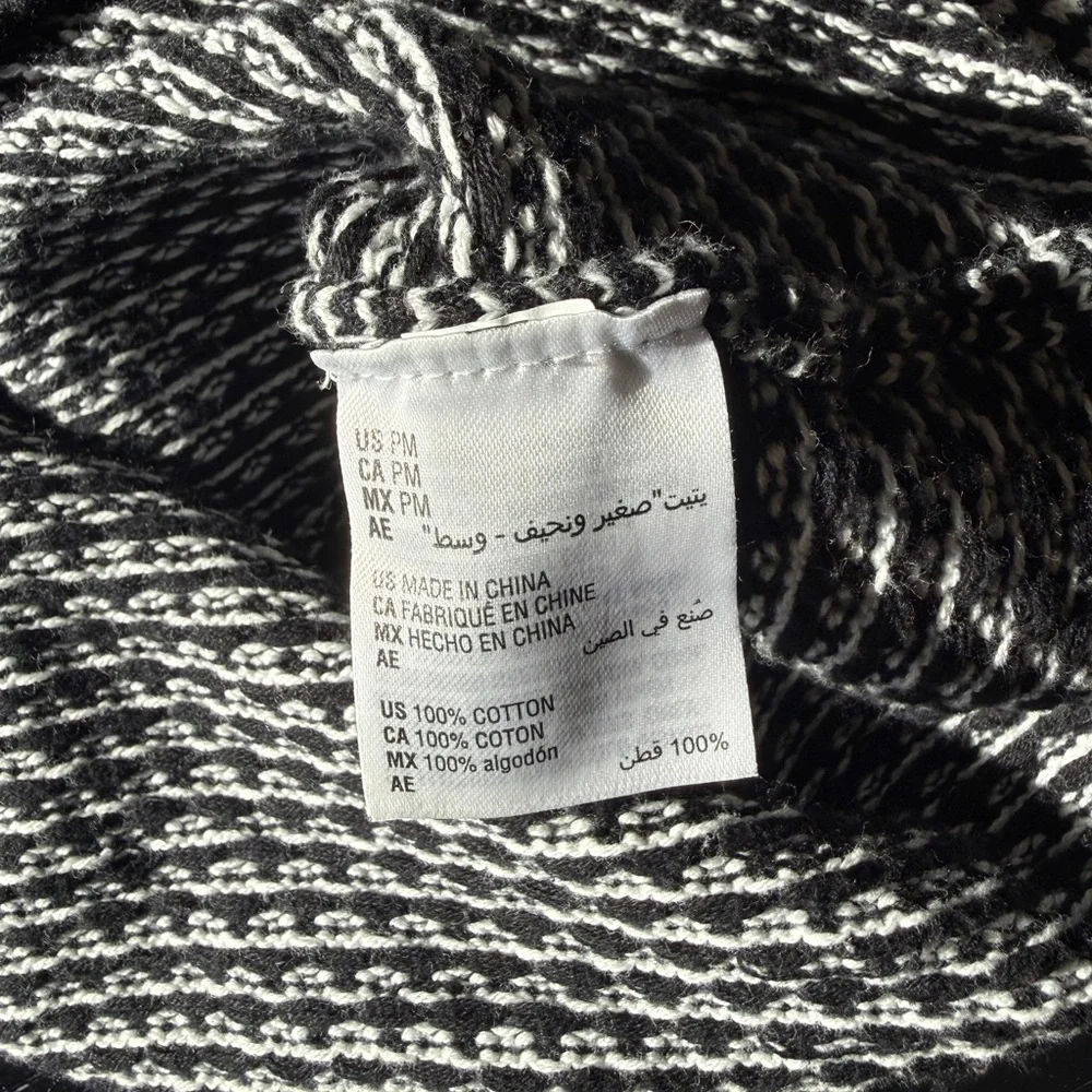 Karen Scott Black White 100% Cotton  Turtleneck Sweater Size Petite Medium